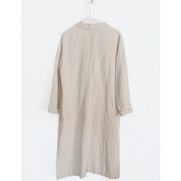 LOURMARIN Lagenlook Long Full length Linen Jacket Neutral Oatmeal Womens size L - Picture 2 of 12